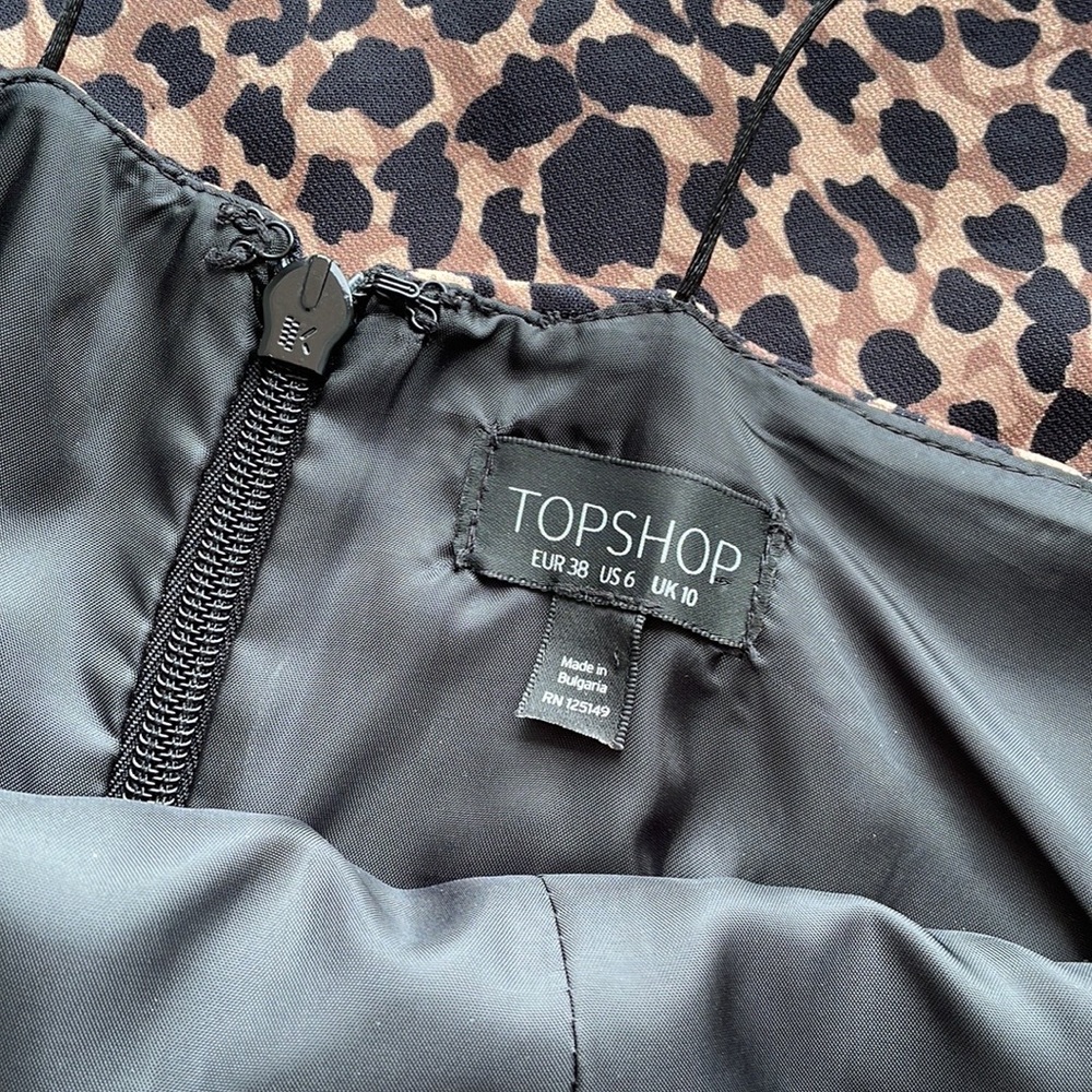 TopShop Women's Animal Print Cross Back Midi Dress Size 6 - Picture 8 of 13